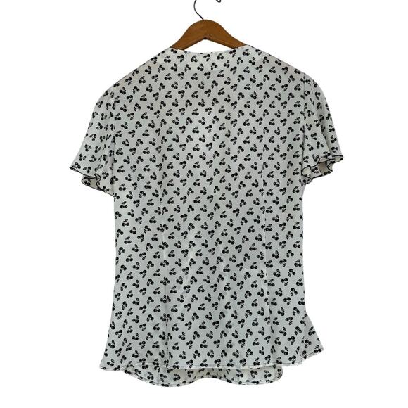 NWT Altuzarra Eldorado Top Size 44 Cream Black Cherry Printed Silk Ruffle Blouse - Picture 3 of 7